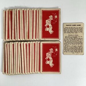 1934 Whitman Publishing Popeye Playing Card Game 35 Cards + Directions Vintage